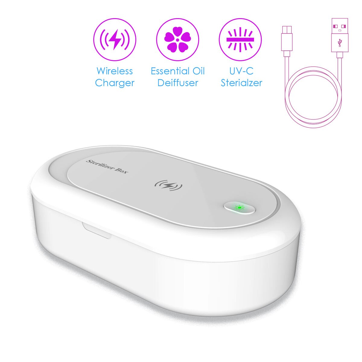 Multifunctional Phone Wireless Charger Mask Sterilization UV Sterilizer Live Nail Jewelry Toy Sterilization Box: Wireless Charger