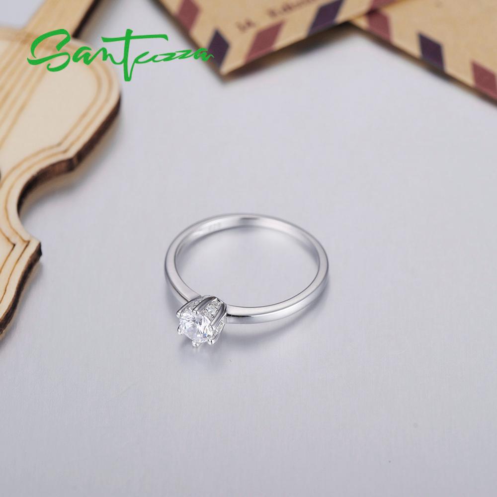 Santuzza 925 Sterling Silver Rings For Woman Sparkling White CZ Stones Silver Engagement Romantic Chic Female Rings Fine Jewelry