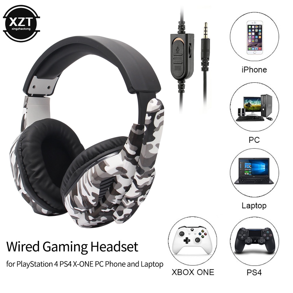 3.5mm Gaming Headset - Camouflage Stereo Headphones with Mic for PS4, Xbox, Switch