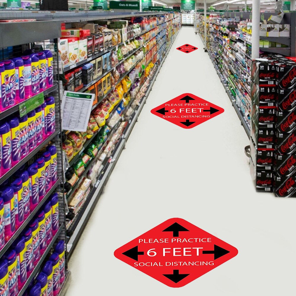 1PC Waterproof Social 6 Feet Distancing Floor Decal Outdoor Ground Sign Sticker for Grocery Stores Market Safety Distance Decals