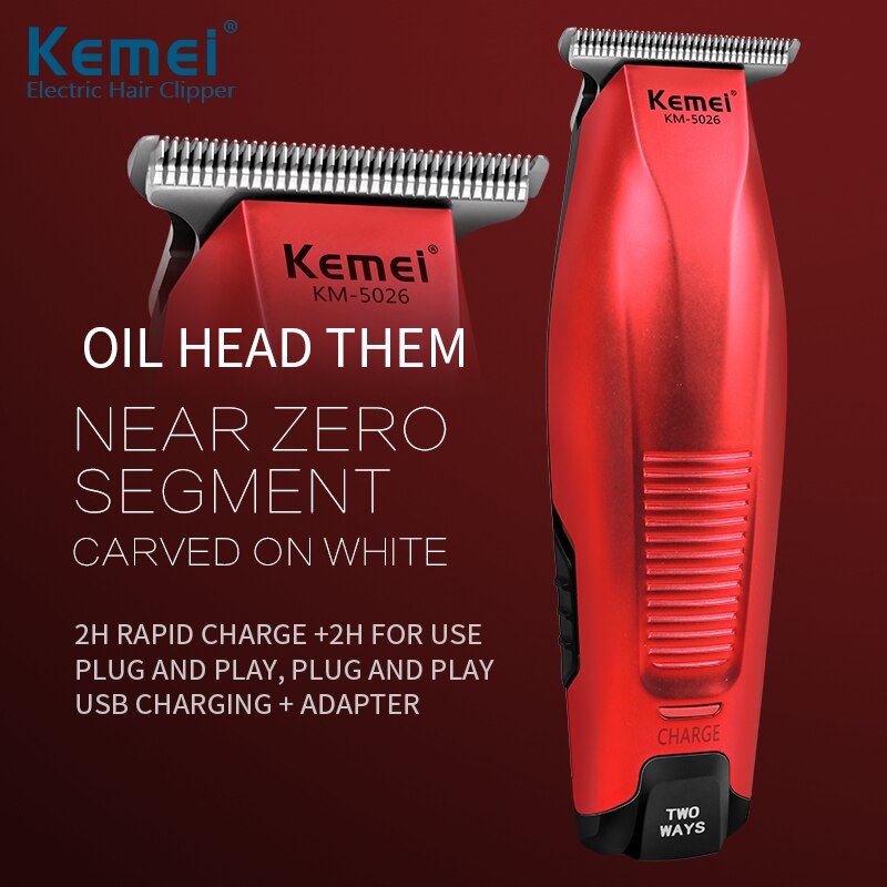 Salon Clipper Kemel-5026 0mm Baldheaded Trimer Kamei 0 mm Bald Head Kliper 0.1mm T Shape Zero Gap Blade Kmei Cut