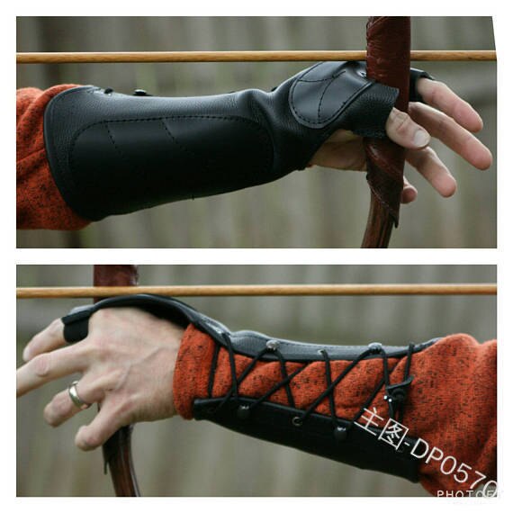 Guantes medievales de cuero PU para hombre y mujer, manoplas de medio dedo, de , Retro, de media manga,: Negro