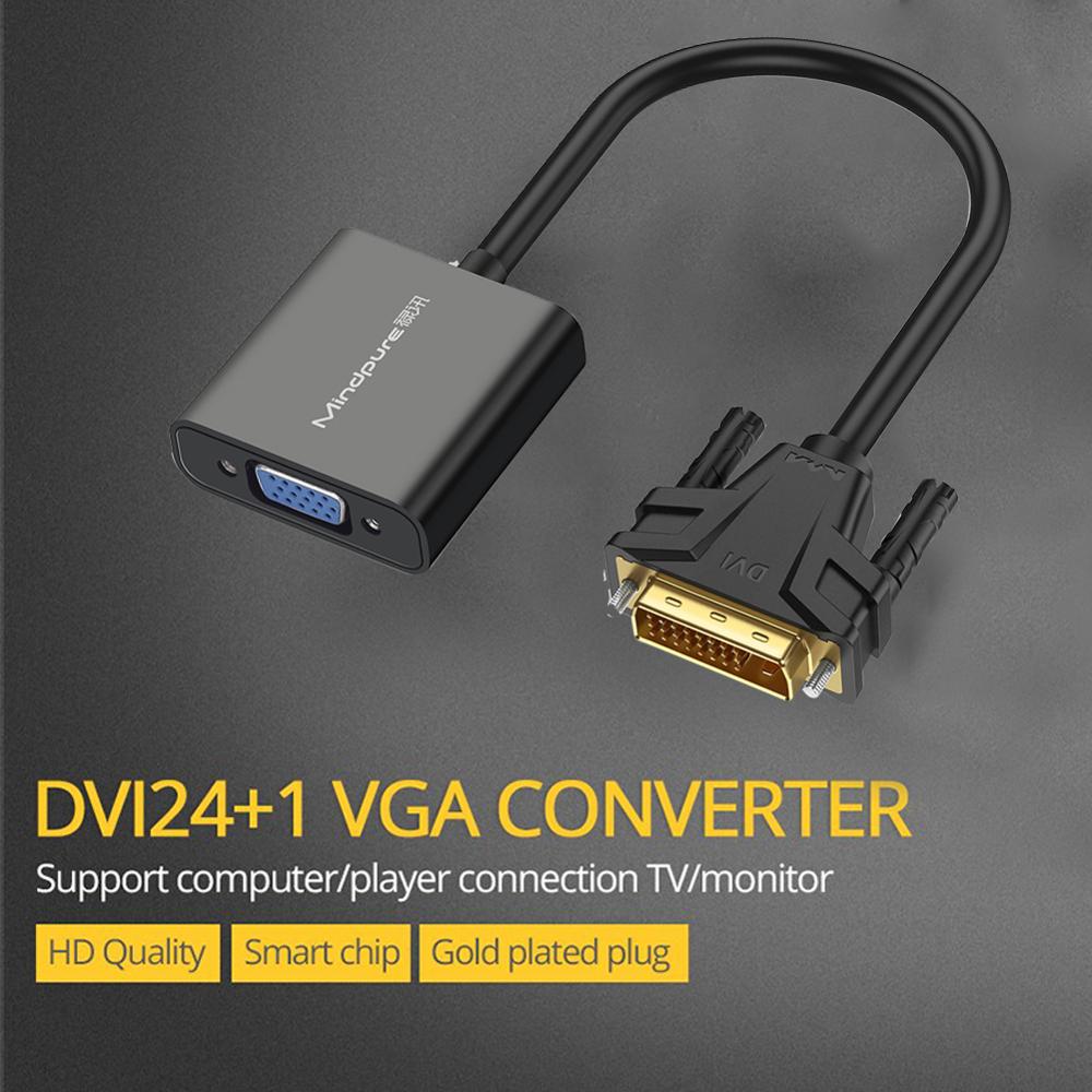Convertisseur DVI vers VGA HD 1080P DVI 24 + 1 25 broches vers VGA, câble adaptateur pour moniteur TV PC