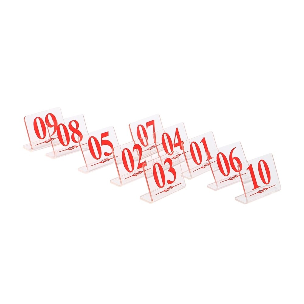 10pcs Restaurant Table Number Stand Acrylic Digital Seat Signage Rack Hotel Desk Sign Display Acrylic Sign Red Number l Stand