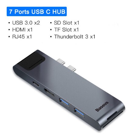 Baseus Thunderbolt 3 Dock USB Type C to HDMI HUB Adapter for MacBook Samsung Dex Galaxy S10/S9 USB-C Converter Thunderbolt HDMI: 7 in 1 USB C HUB