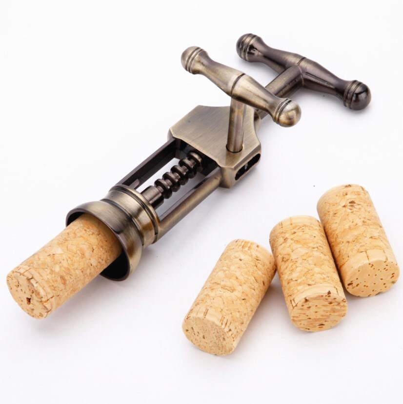 Retro Rode Wijn Flesopener Zinklegering Corkscrew Cork Puller Remover Champagne Opener Wijn Opener Antiek Brons Bar Tool