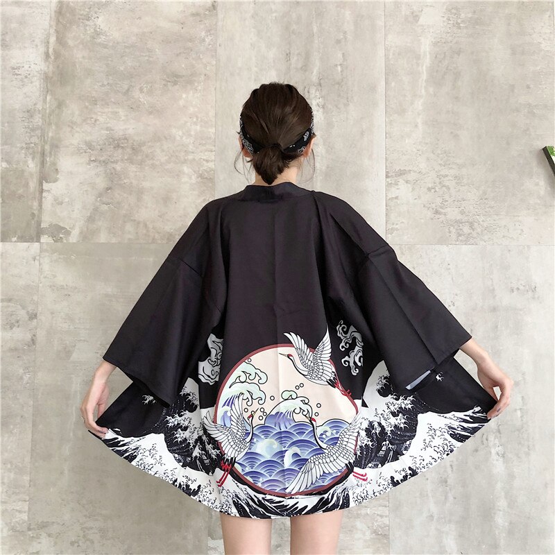 Japanese Style Asian Kimono Haori Traditional Print Summer Thin Coat Japan Sequence Kimonos for Women: Color1