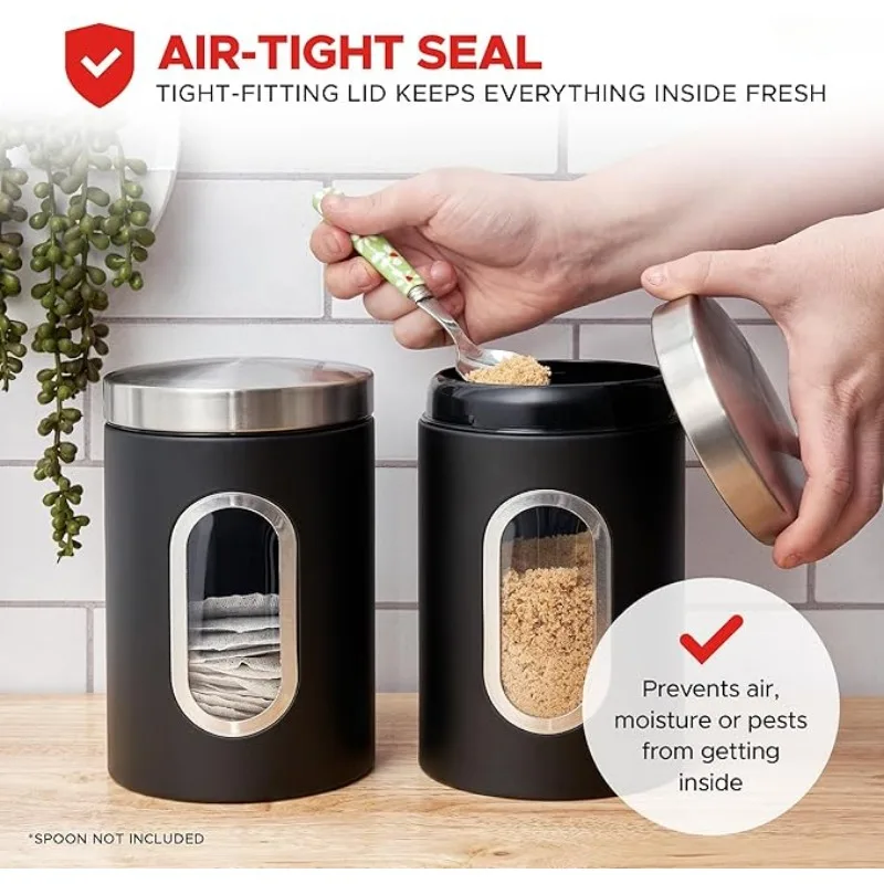 3pcs Coffee Bean Storage Containers Reusable Stainless Steel Tea Coffee Sugar Jar Portable Leakproof Food Storage Box Easy Clean
