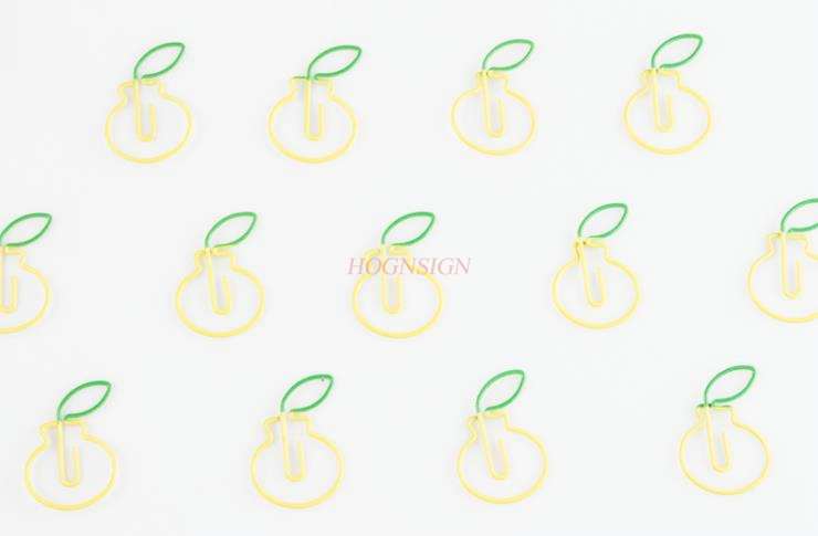 20pcs Two-color lemon paper clip cartoon paper clip paper clip storage metal