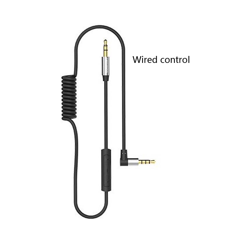 Câble Audio auxiliaire, Jack 3.5mm mâle à mâle, câble à ressort, adapté aux écouteurs de voiture, haut-parleurs: Black / 1m