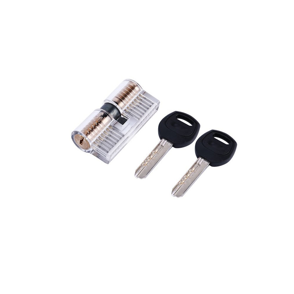 2 pièces Serrure Transparente Set D'ouvreur avec 15 pièces Noir Sac Outils 12 pièces Cassé Clé Enlever Outils, Serrure Entraînement Ensemble