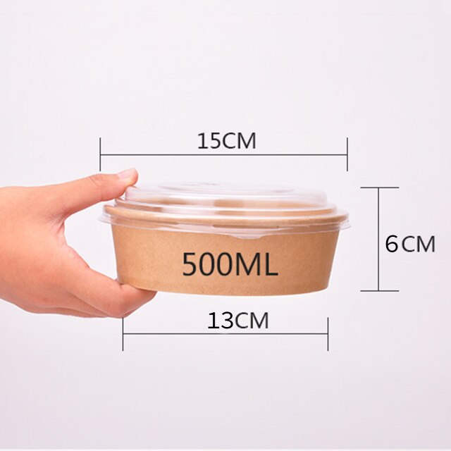 50 Contenedores de paple Kraft, ensaladero 500ml-1500ml: 500ml