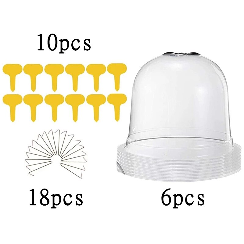 Cloche de protection des plantes en plastique, 34 pièces/ensemble, Mini serre, Anti-gel, accessoires pour fleurs, transparent, 26x21cm: Default Title