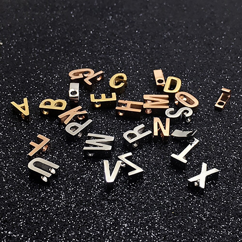 MYLONGINGCHARM 26pcs/per lot A-Z letter Beads Initial Beads Necklace Pendant Stainless Steel Alaphabet Bracelet Charms