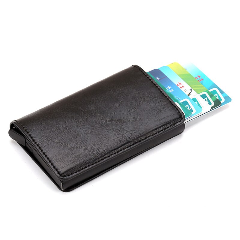 Taihaole Men Credit Card Holders Business ID Card Case Automatic RFID Card Holder Aluminium Bank Card Wallets: A-Black