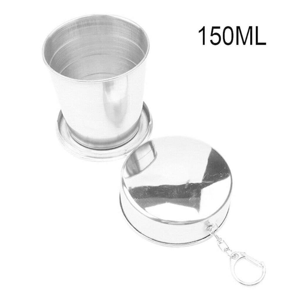 75/150/250/450ML Edelstahl Faltbare Tasse Camping Kochgeschirr Erweiterbar Tasse Teetassen Tragbare Outdoor reise Camping Tassen: Black