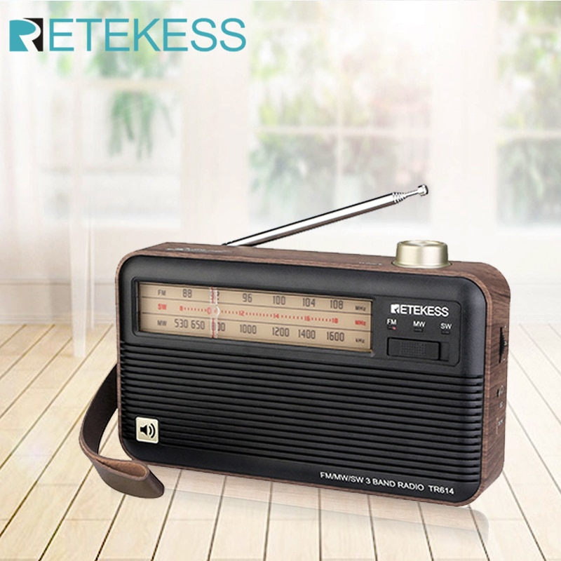 Retekess TR614 Retro Draagbare Radio Fm/Mw/Sw Voor Ouderen Ondersteuning 3.5Mm Hoofdtelefoon Usb-oplaadkabel Met intrekbare Antenne