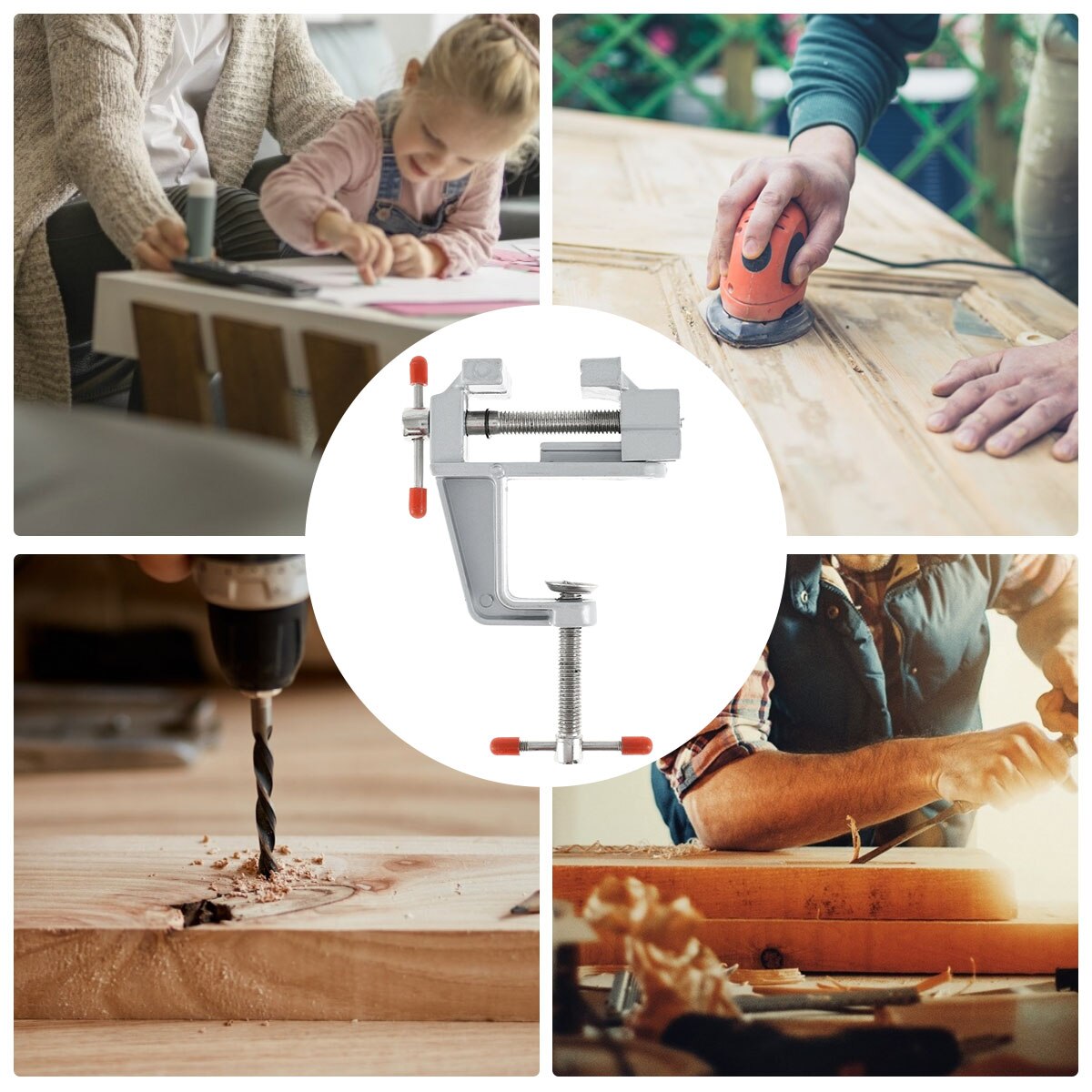 Universal Table Vise Adjustable Mini Bench Clamp Home Clamp-On Vise DIY Clamps Repair Tool Work Bench Vise for Woodworking