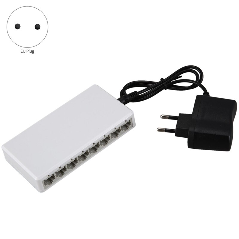 8 Ports Gigabit Switch Desktop RJ45 Ethernet Switch 10/100Mbps Hub Switcher(EU Plug)