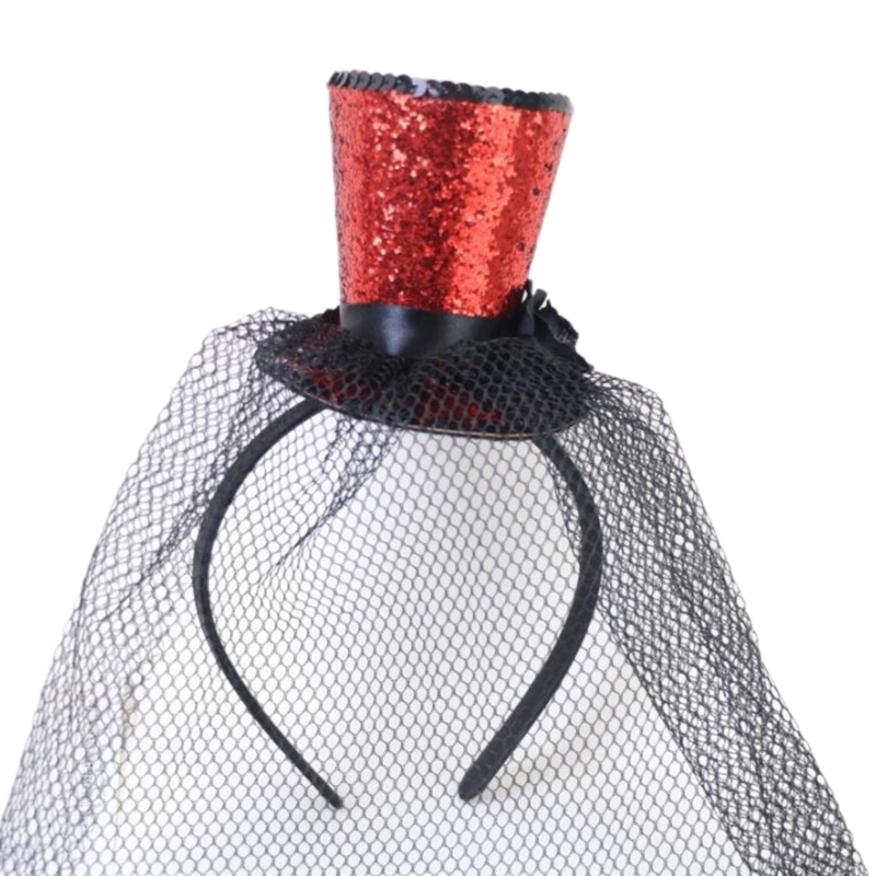 Slør top hat fascinators hårbøjle tehat til piger børn vintage pilleæskehat tehat fascinators halloween