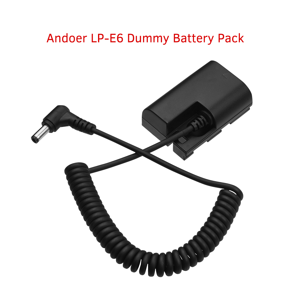 Andoer LP-E6 Dummy Camera Batterij DC Coupler Connector Lente Kabel Batterij Vervanging voor Canon 5D2 5D3 5D4 6D 6D2 60D 7D