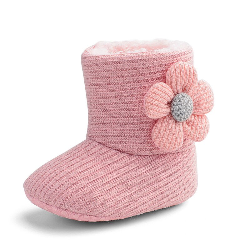 Botas abrigadas de otoño e invierno para bebé, zapatos para caminar de sólidos para bebé, botas sólidas de para niños pequeños: Pink-A