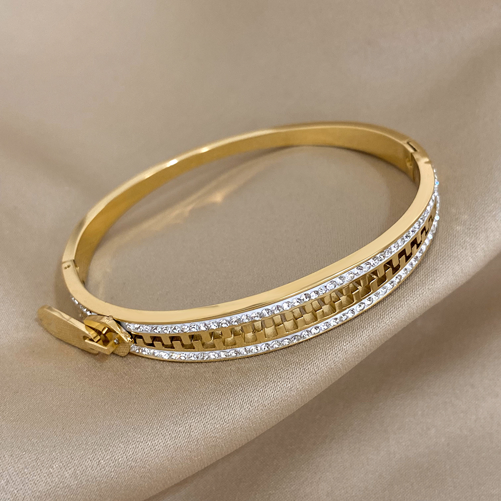 Pulsera con cremallera Original, brazalete con dije, pulseras de mano con cremallera de acero inoxidable, joyería de lujo chapada en oro para mujer de