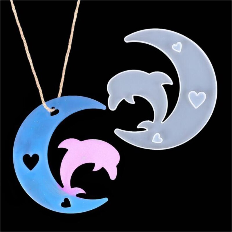 DIY Kristall Gutta percha Hirsch Katze Mond Silikon Spiegel bilden Kaninchen Delfin Anhänger Silikon bilden: Licht Gelb