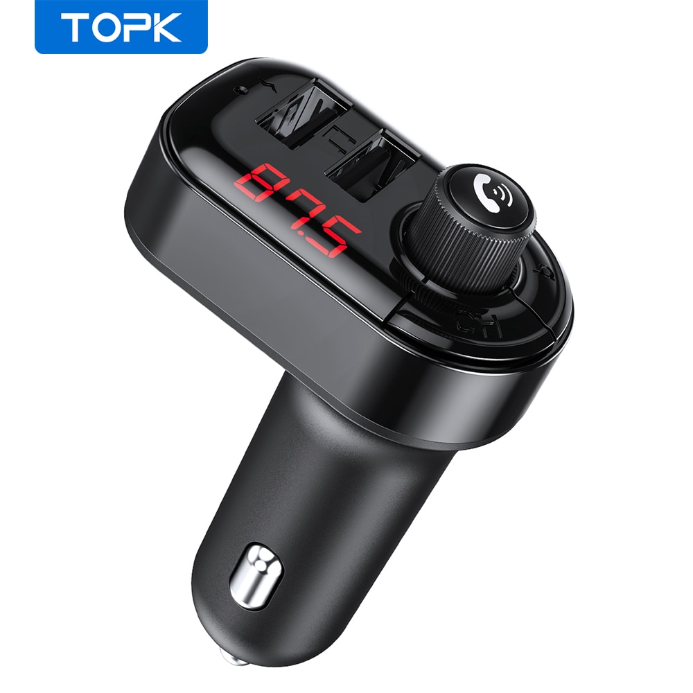 Topk 4.1A Dual Usb Car Charger Fm-zender Bluetooth Car Audio MP3 Speler Fast Charger Auto Mobiele Telefoon Oplader Voor iphone