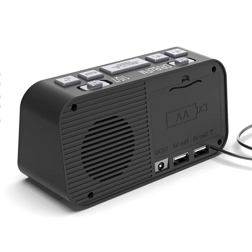 Fm-radio storskärm digital väckarklocka stationär led display snooze multifunktionell dimmer dab resa hemmakontor vardagsrum