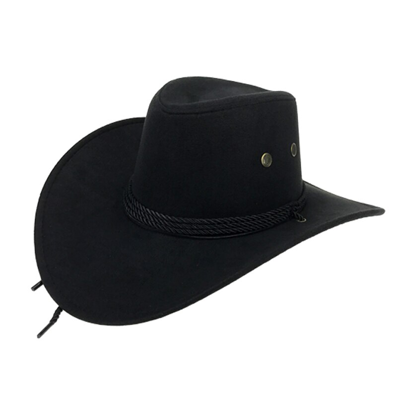 Cowgirl Sun Hat Faux Leather Cowboy Hat Men and Women Travel Caps Western Hats Chapeu Cowboy 9 colors YY0270: Black cowboy hat