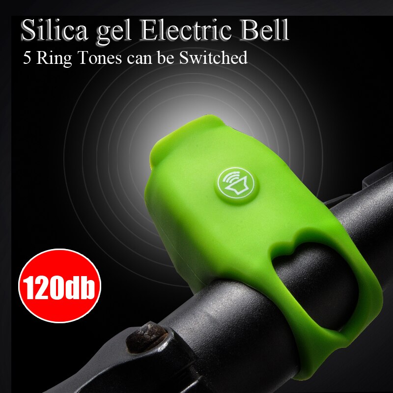 Altoparlante elettrico per campana da ciclismo 120 dB corno antipioggia MTB manubrio per bicicletta Gel di silice anello a conchiglia campana per bici accessori per biciclette