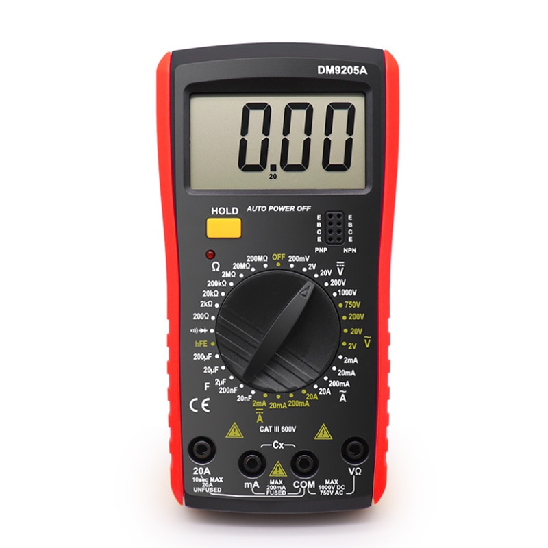 DM9205A 9205a multimètre numérique testeur compteur capacité ca/cc voltmètre 1000V courant 20A mètre LCD 1999 comptes