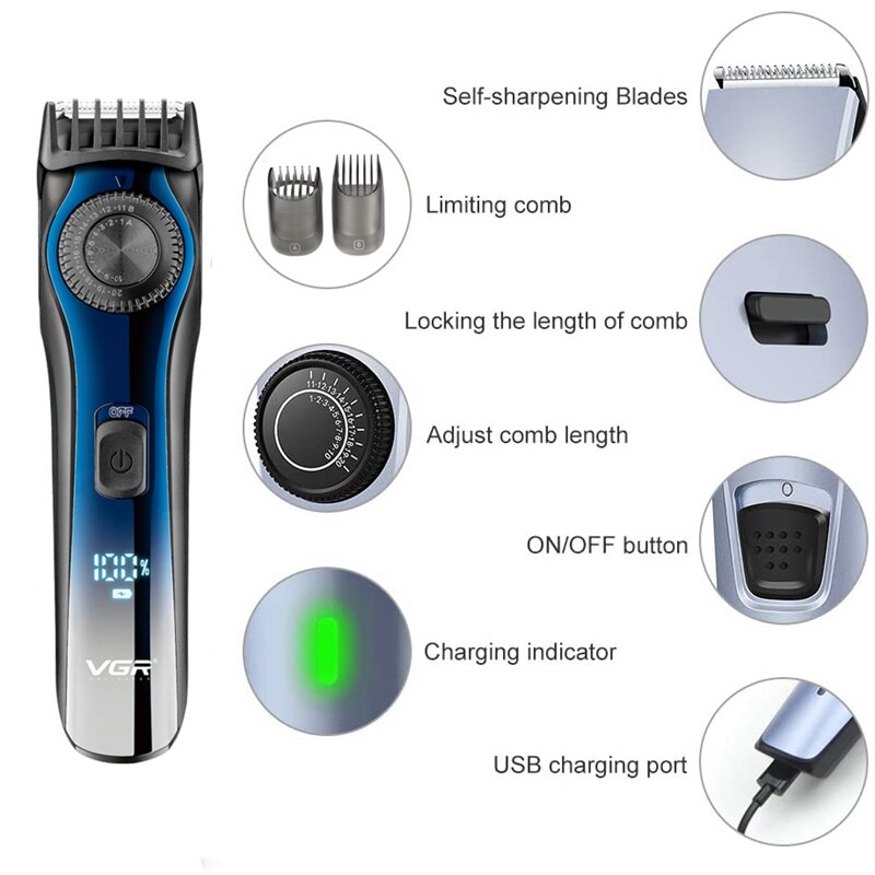 VGR V-080 profesjonalna elektryczna maszynka robić włosów robić brody dla mężczyzn strzyżenie maszyna robić cięcia głowy krawędzi maszynka regulowana