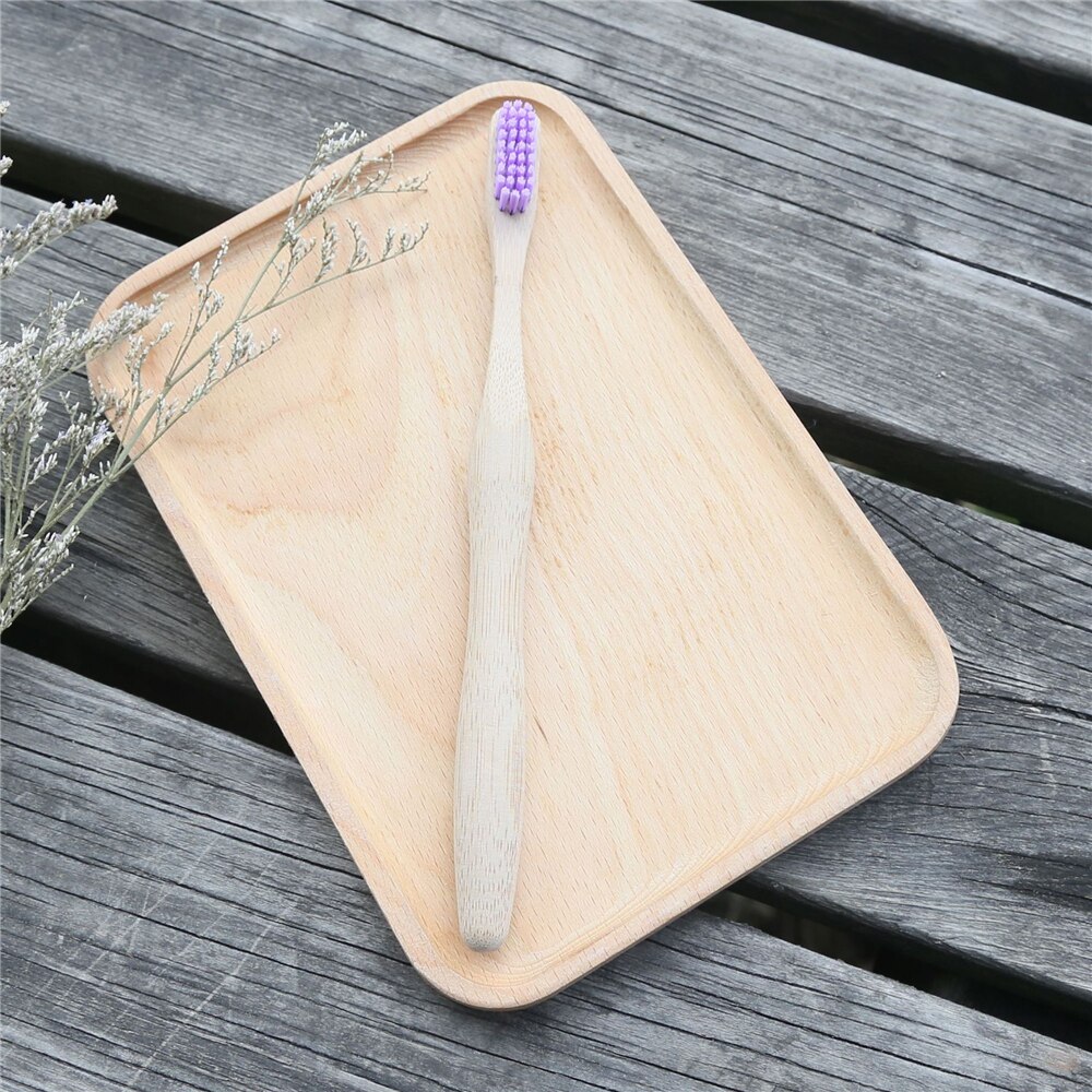 Natural Bamboo Toothbrush Soft Bristle Eco Friendly Travel Gourd Shape Tooth Brush Oral Care Wood Handle cepillo de diente: 02Purple