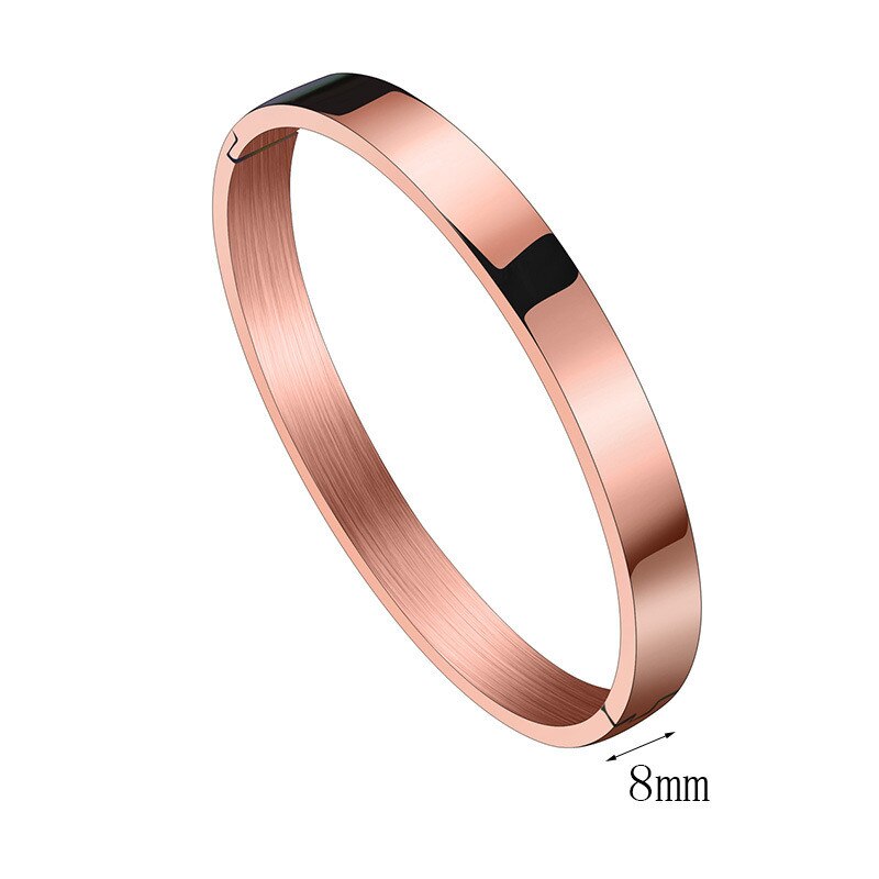 Stainless Steel Opening Bracelets Bangles Women Band Jewelry Silvery Bracelets Bangles Accessorie Woman Bracelet And Bangles: rose gold 8mm