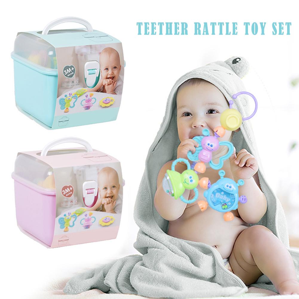 Baby rangle opbevaringsboks sæt nyfødt kindtand legetøj baby tidlig uddannelse puslespil bitring legetøj 0-3-6-12 måneder sikkert og ikke-giftigt