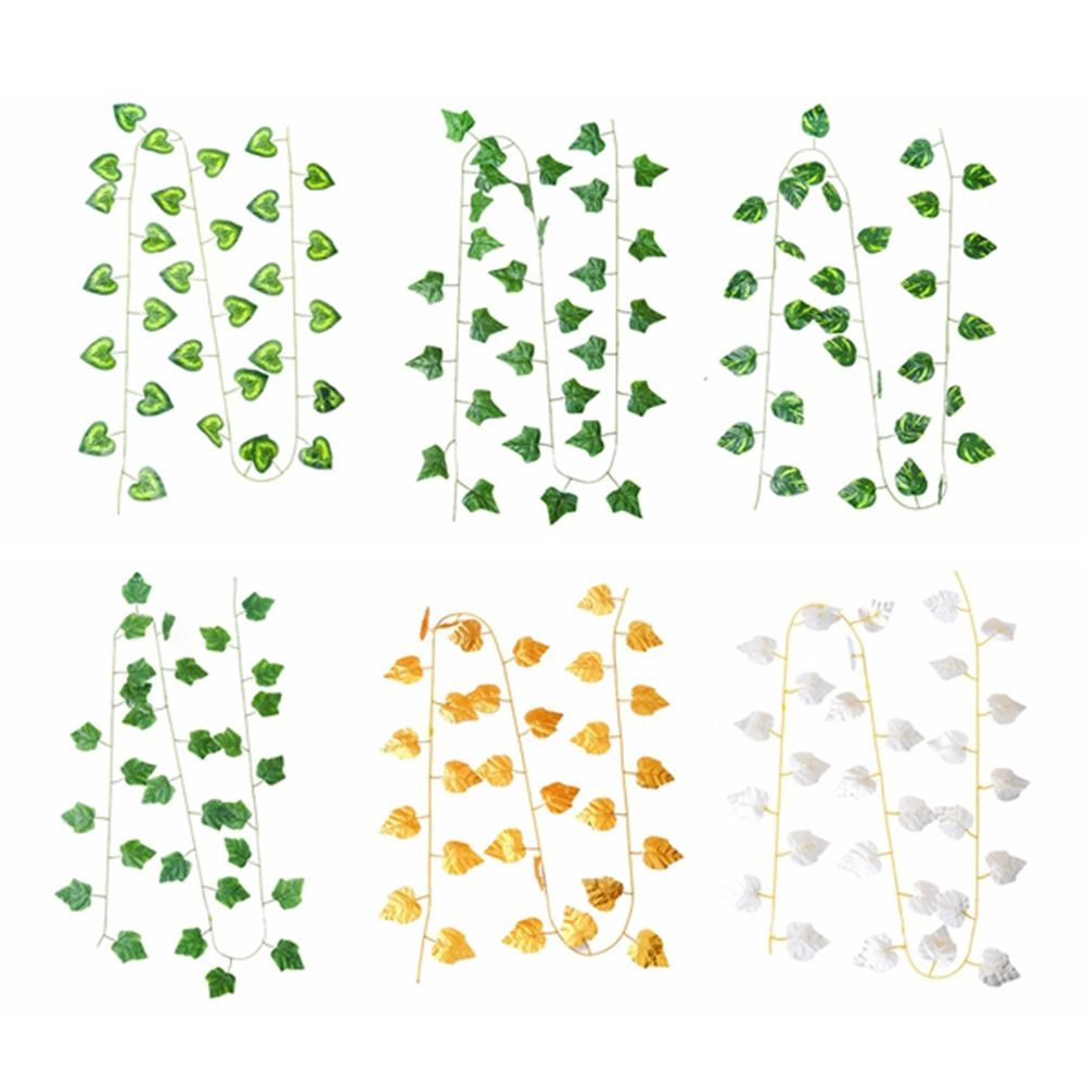 12pcs Artificial Foliage Simulated Leaf Garland Decor DIY Flexible Garland Hanging Plants Plastic Exquisite