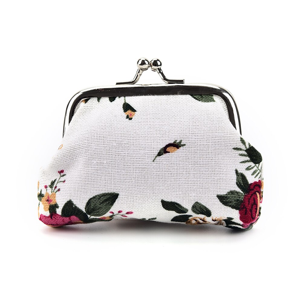 4 estilos rosas elegantes lona mini moeda bolsas zero carteira criança menina mulher mudança bolsa, senhora zero carteiras, moeda saco frete grátis: WHITE