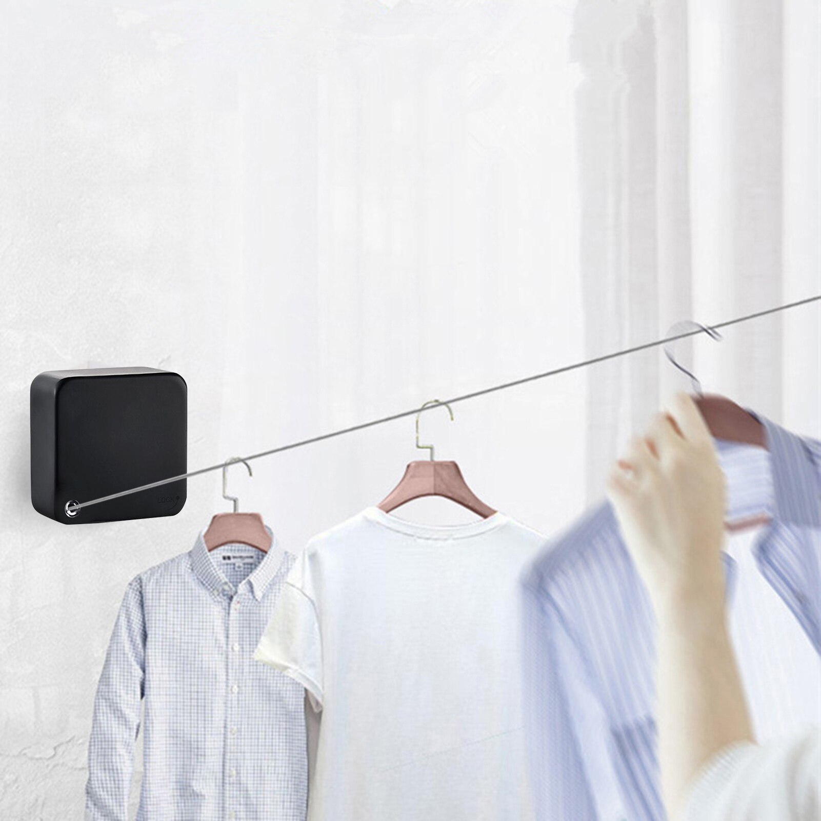 304 Stainless Steel Retractable Clothesline Indoor Balcony Dry Clothes Invisible Clothesline Freely Retractable