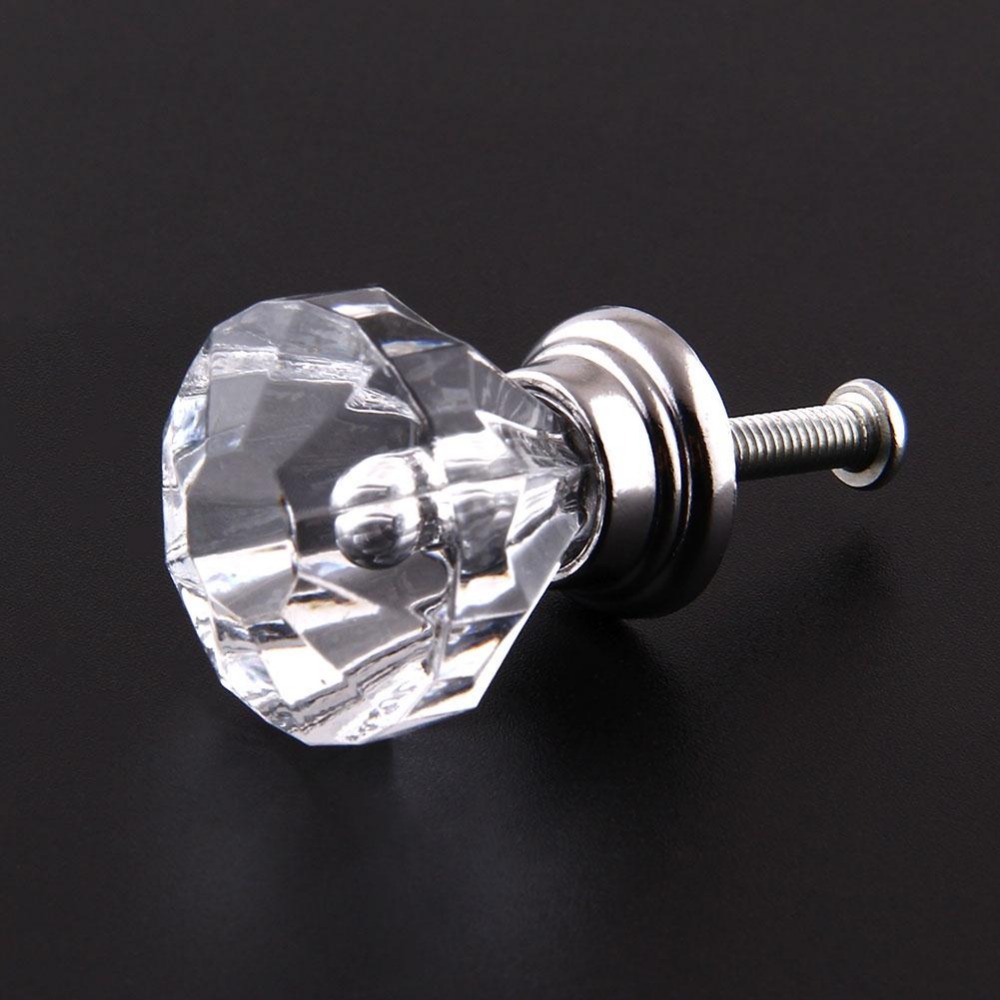 Tiradores para muebles y puertas, pomo portátil de diamante de cristal hecho con aleación de vidrio, perfecto para cajones, vitrinas, armarios y entradas, de 30 mm, 8 unidades, set de tienda universal