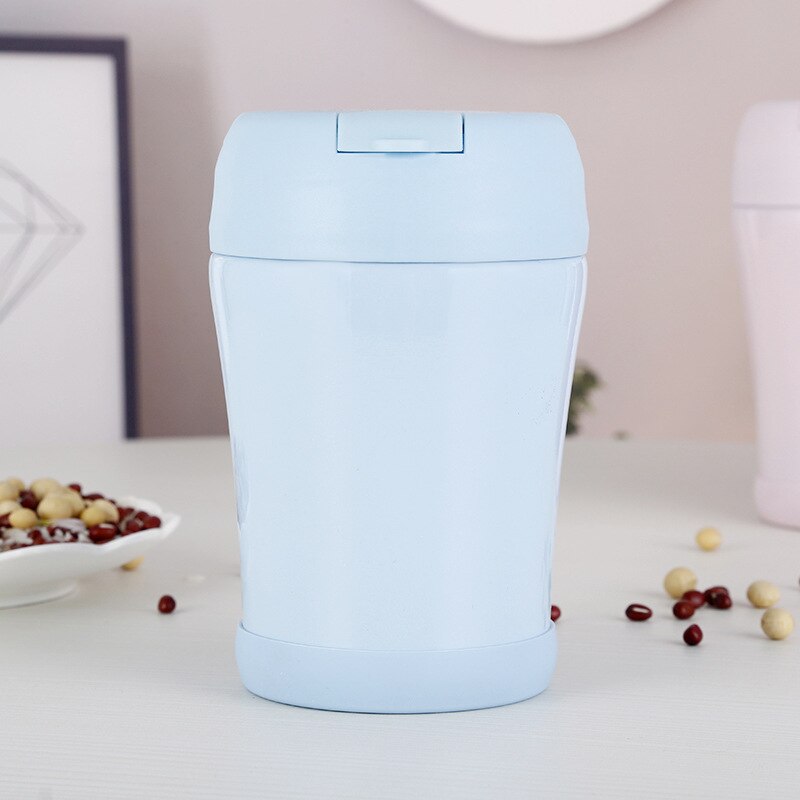 Upors 350ml mattermos med hopfällbar sked 304 rostfritt stål bärbar bento matlåda termoflaska minitermos för mat: Blå