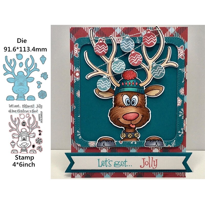 Noël cerf/orignal ours câlin miel abeille anniversaire éléphant sorcière chaussures + Phrases bénédictions matrices et timbres pour bricolage carterie: WW0951A1H5828 / Stamp