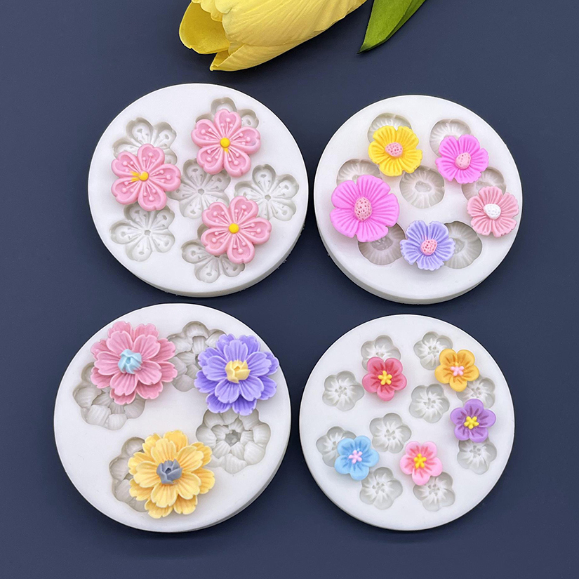 Molde de silicona para artesanía de azúcar con margaritas y flores, herramientas de resina para hornear magdalenas, herramientas de decoración de tortas con fondant