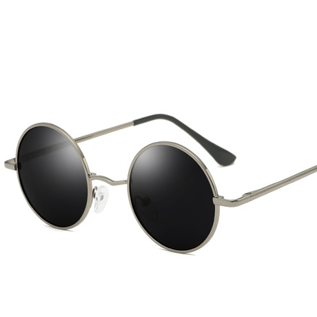 Jaxin retro runde solbriller mænd personlighed smukke sorte polariserede solbriller mr brand classic mirror  uv400: Pistolaske