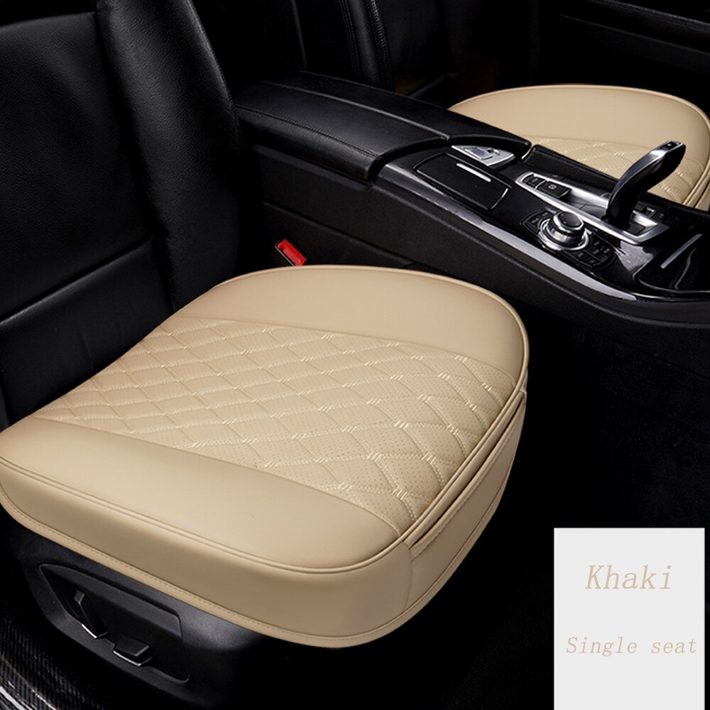 Autostoel Voor Kussen Antislip Ademend Bestuurder Zitkussen Pu Lederen Autostoel Bescherming Bekleding Auto interieur Levert: khaki-1pcs