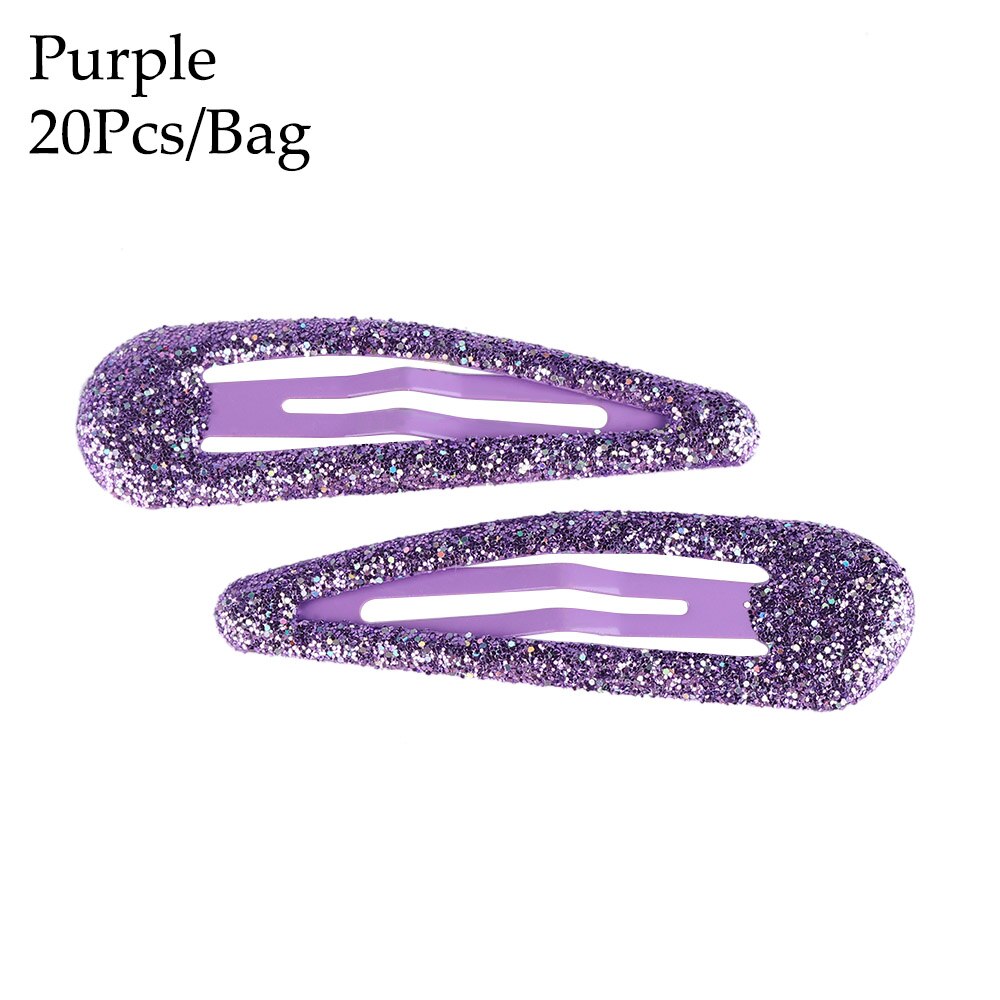 10/20 stks/zak Glitter Haarspelden Snap Haar Clip Pins Baby Meisjes Haar Accessoires Leuke Metalen Haarspeldjes Mode Gereedschap: purple