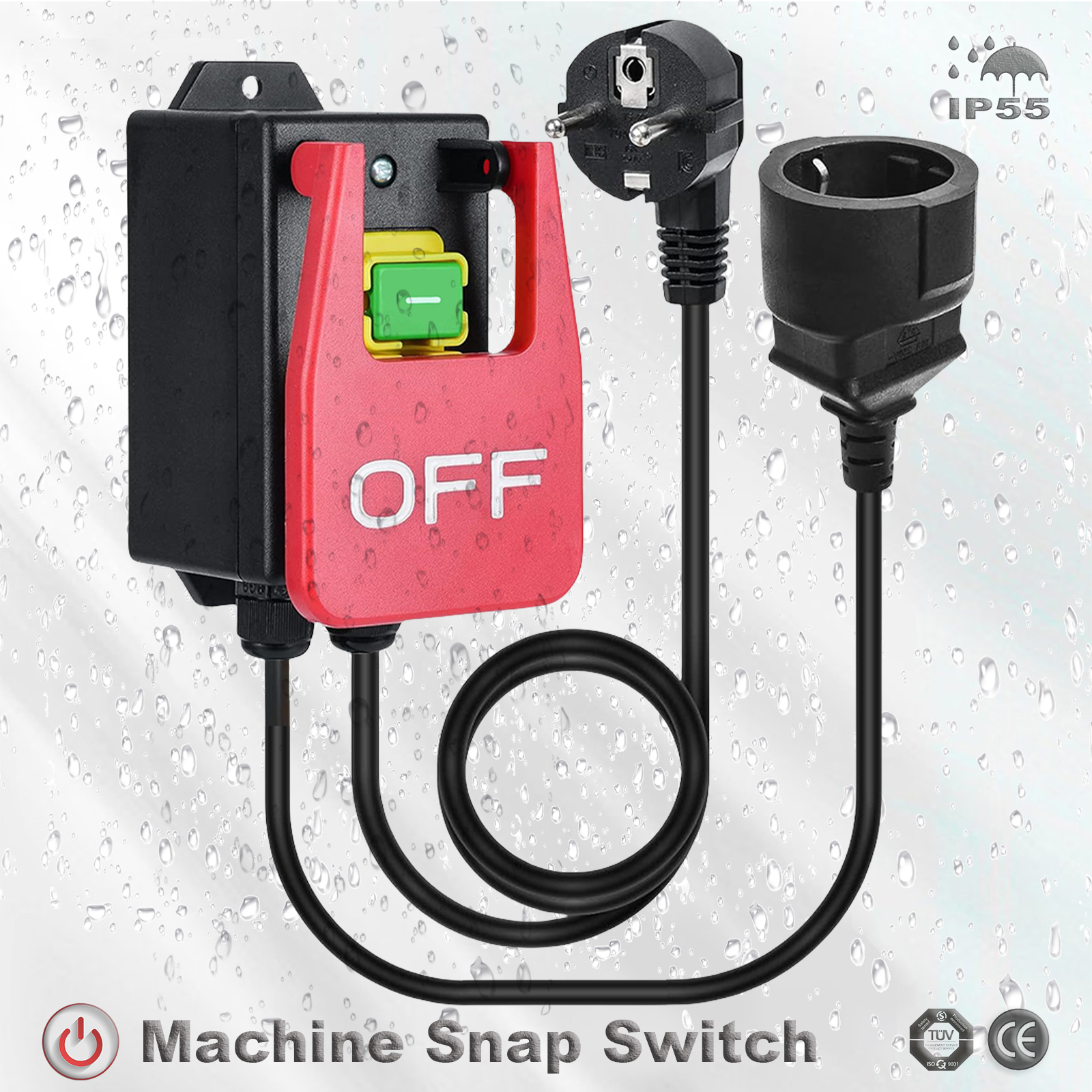 Einphasen-Sicherheits-Null spannungs schalter mit Stecker, Maschinen schalter zum schnellen Ausschalten der Drehmaschine, Fräs tisch, Fräser, 220V-250VAC
