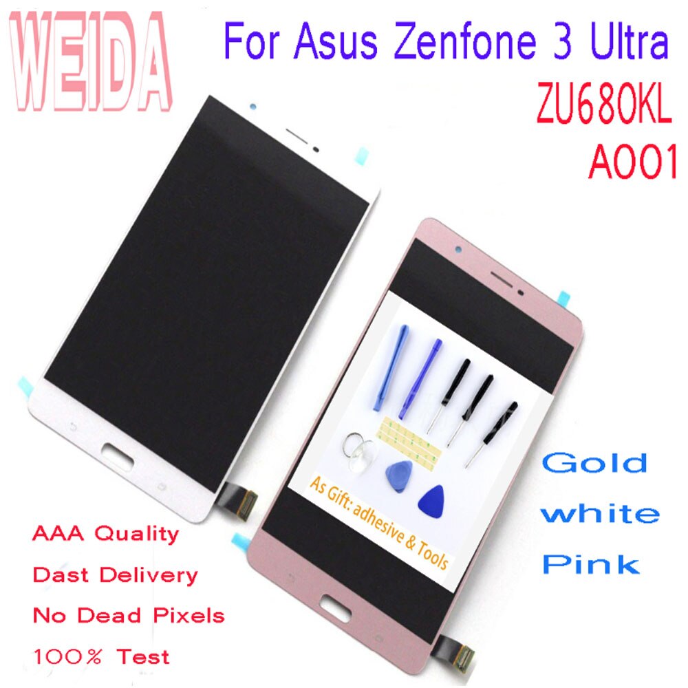 WEIDA 6.8" For Asus Zenfone 3 Ultra ZU680KL A001 LCD Display Touch Screen Digitizer Assembly Replacement Free Tools & Tape