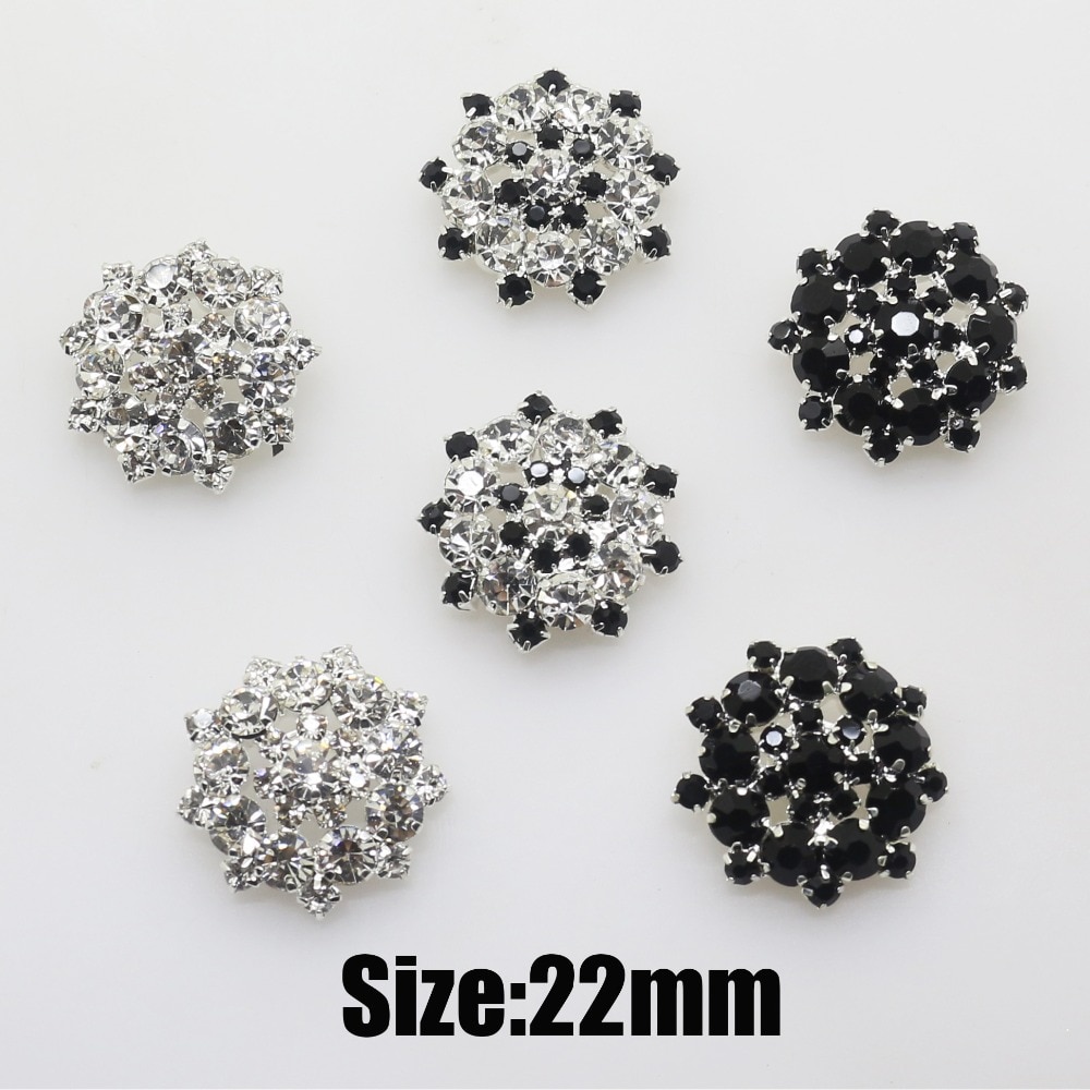 10 st/lot 22mm silver metallknappar diamant strass knapp diy för bröllop dekoration sömnad kläder knappar